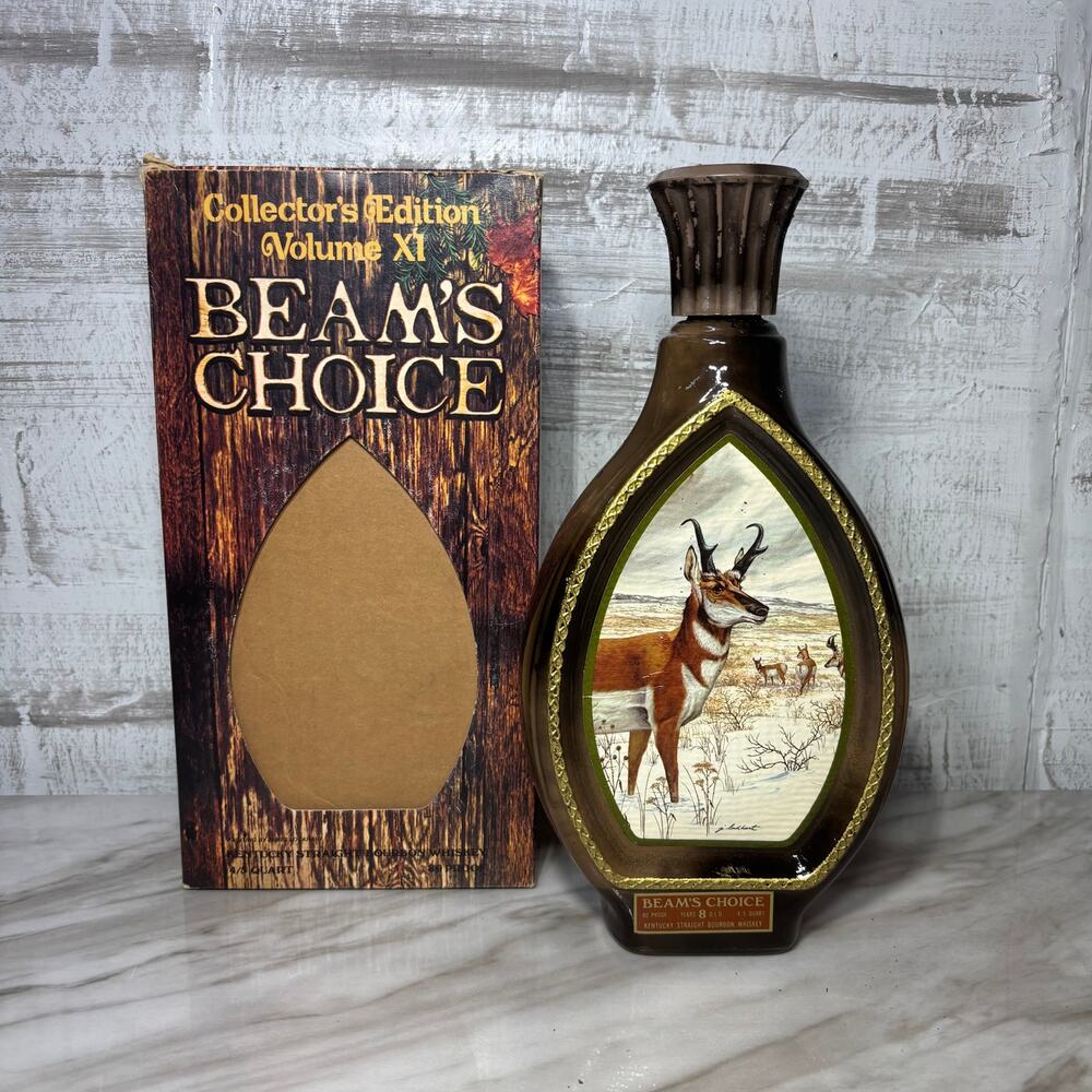 Vintage Beam's Choice Pronghorn Antelope Bourbon Decanter with Box